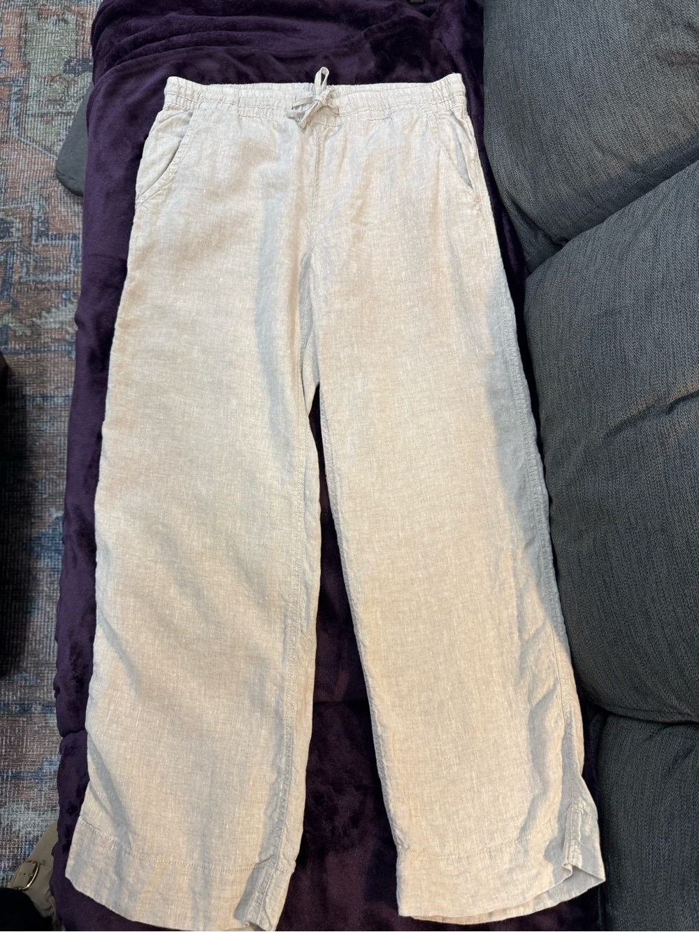 LL Bean Linen Drawstring Pants — Soft Cream
